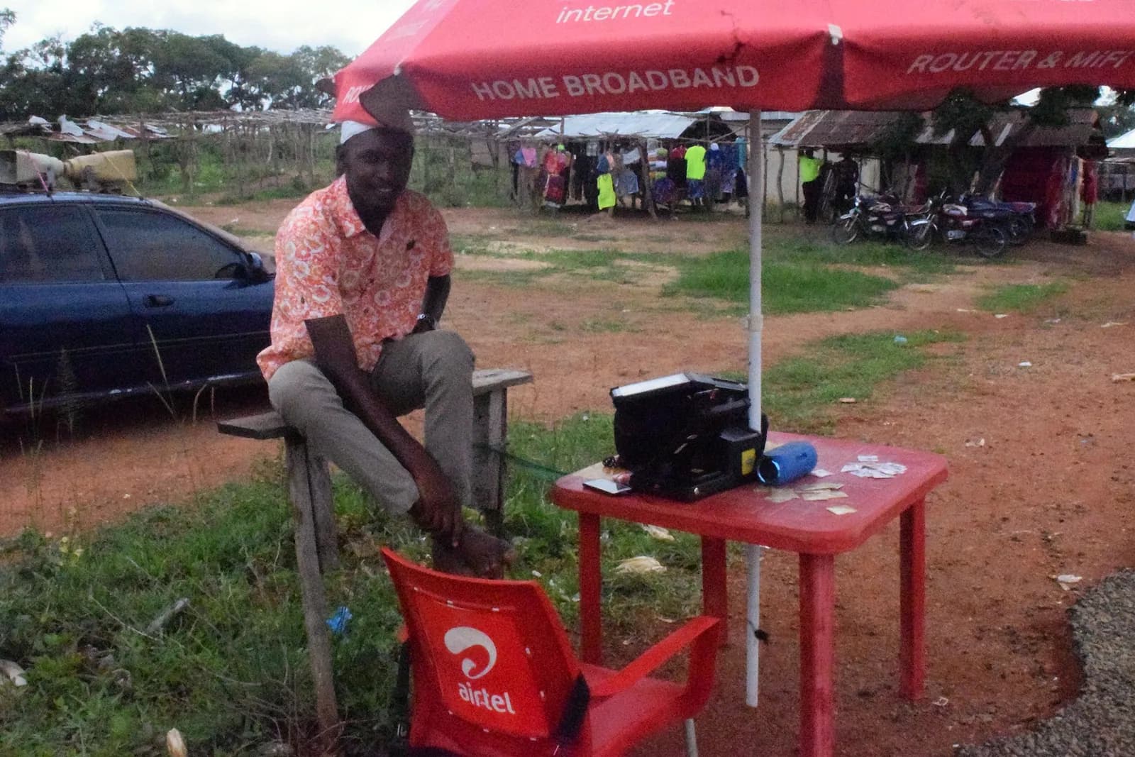 A trader at work in a local market.